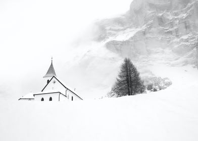 black house and white snow