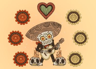 Day Of Dead Skull Mariachi