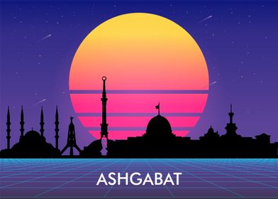 ashgabat cityscape retro