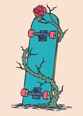 Skateboard And Rose
