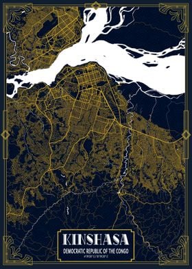 Kinshasa City Map Gold