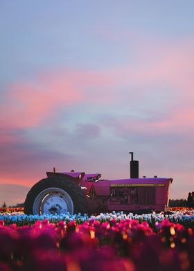 tractor and flower