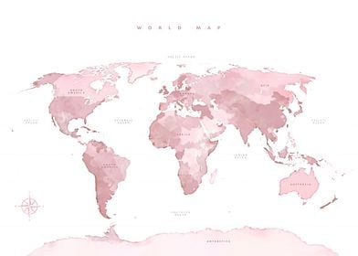 Pink World Map no418