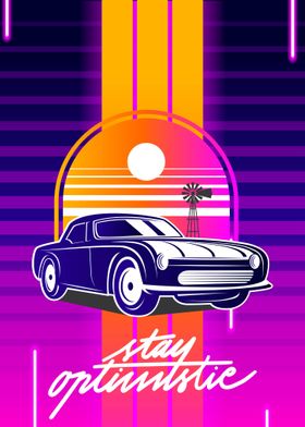 Retro Sunset Car