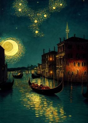 Venice and the Moonlit Sky