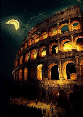 Moonlit Roman Colosseum