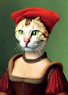 Renaissance  cat portrait