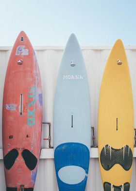 Colorful surfboards