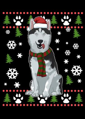 Christmas Siberian Husky