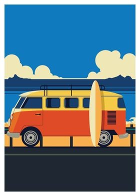 Retro Camper Surf Van