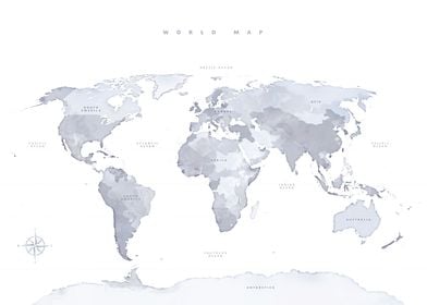 Pale Blue World Map no139