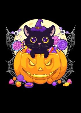 Halloween Black Cat Witch