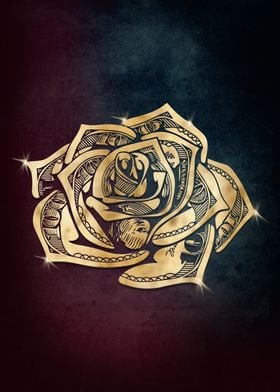 Gold Money Rose Tattoo Art
