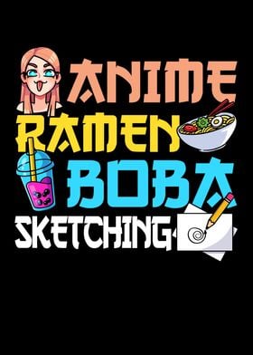 Anime Ramen Boba Sketching