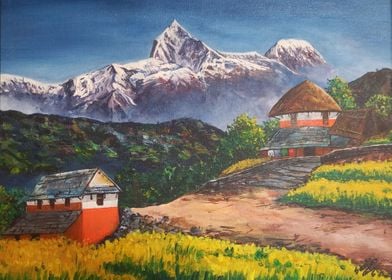 Himalaya scenery painting