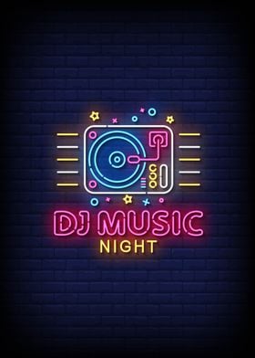 DJ Music neon effect