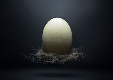 Ostrich egg and nest art