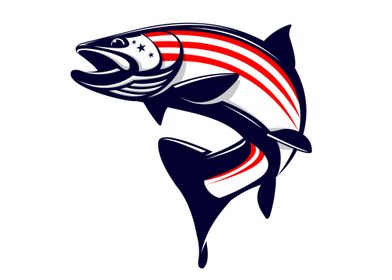 Trout fish american flag