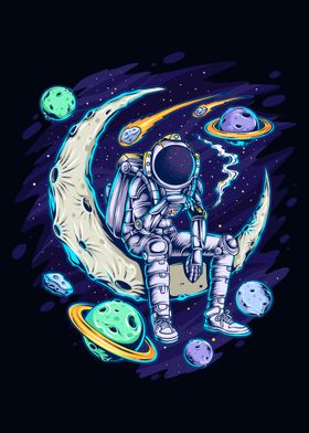 astronaut sitting moon 