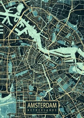 Amsterdam City Map Summer