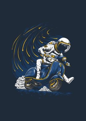 Astronaut riding vespa