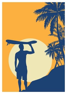 Surfer Sunset Palm Beach