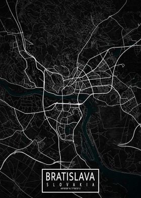 Bratislava City Map Dark