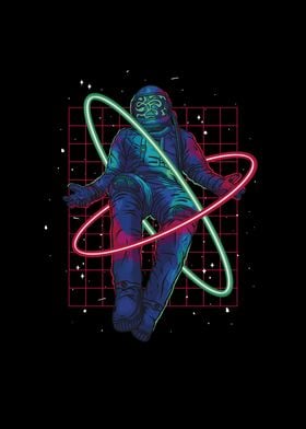 Floating astronaut neon