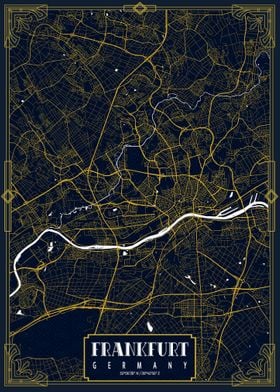 Frankfurt City Map Gold