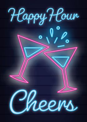 Neon Martini Cheers Sign