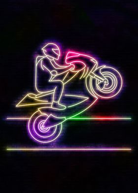 neon motor biker standing