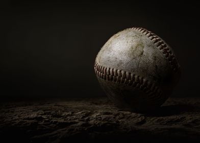 Baseball ball used closeup