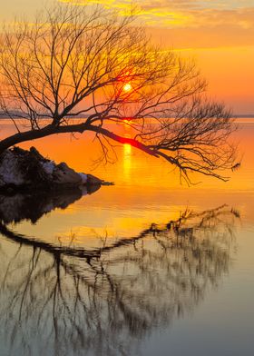 Sunset rivers reflection 