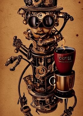 Steampunk Coffee Robot
