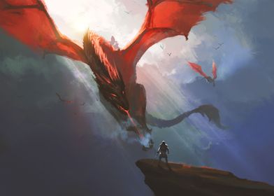 epic red dragon art