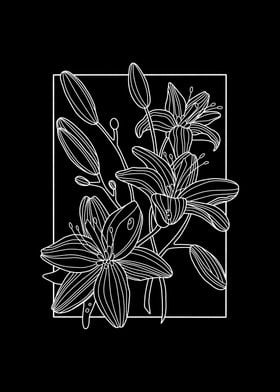 flowers black white