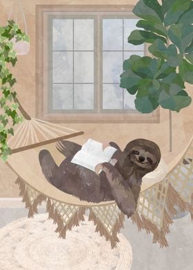 Sloth Reads in Hammock