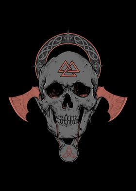 Nordic Pagan Skull Viking