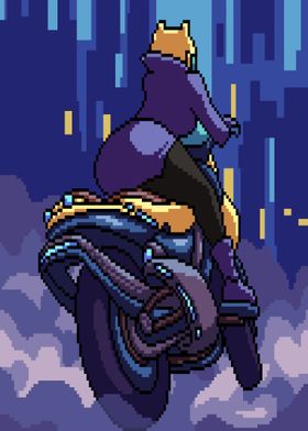 Pixel art woman rider