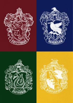 Apropiado Geometría estanque Hogwarts Houses Crests' Poster by Wizarding World | Displate