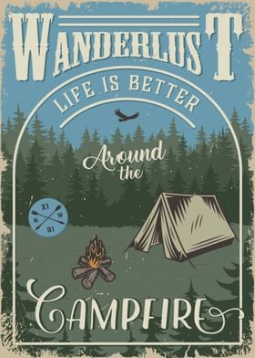 Vintage camping poster