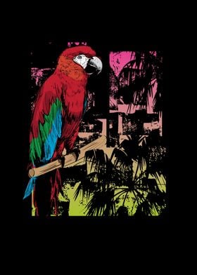 Parrot on a branch in the