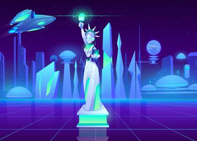 Statue of liberty neon