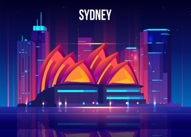 Sydney cityscape cartoon