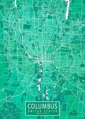 Columbus Map Watercolor