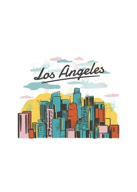 Retro Los Angeles skyline