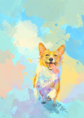 Happy Corgi Dog Portrait