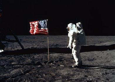 Astronaut with a flag