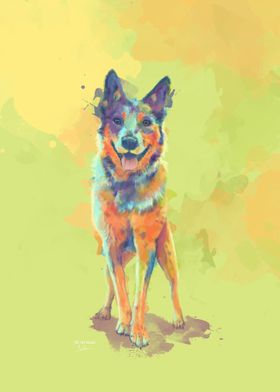 Blue Heeler Dog Painting