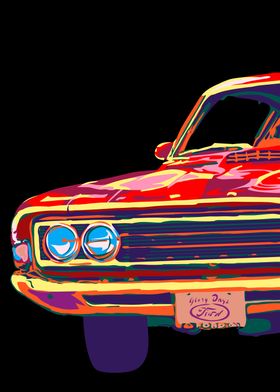 Classic car in pop art